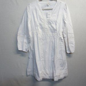 J CREW LADIES COTTON EYELET DRESS - WHITE - X-SMALL